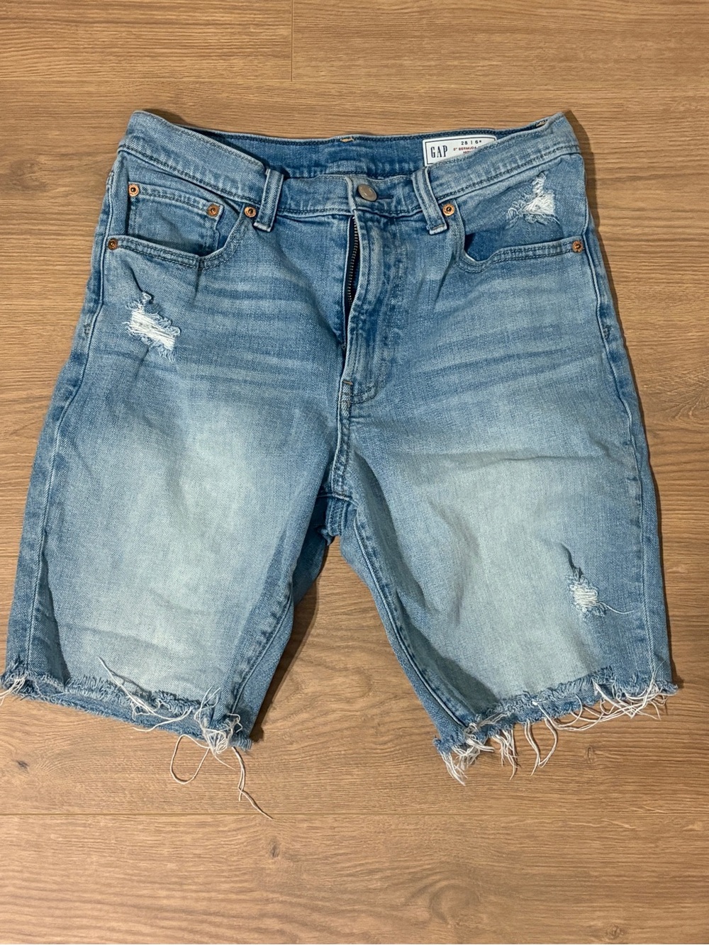 GAP Light Blue Distressed Denim Shorts